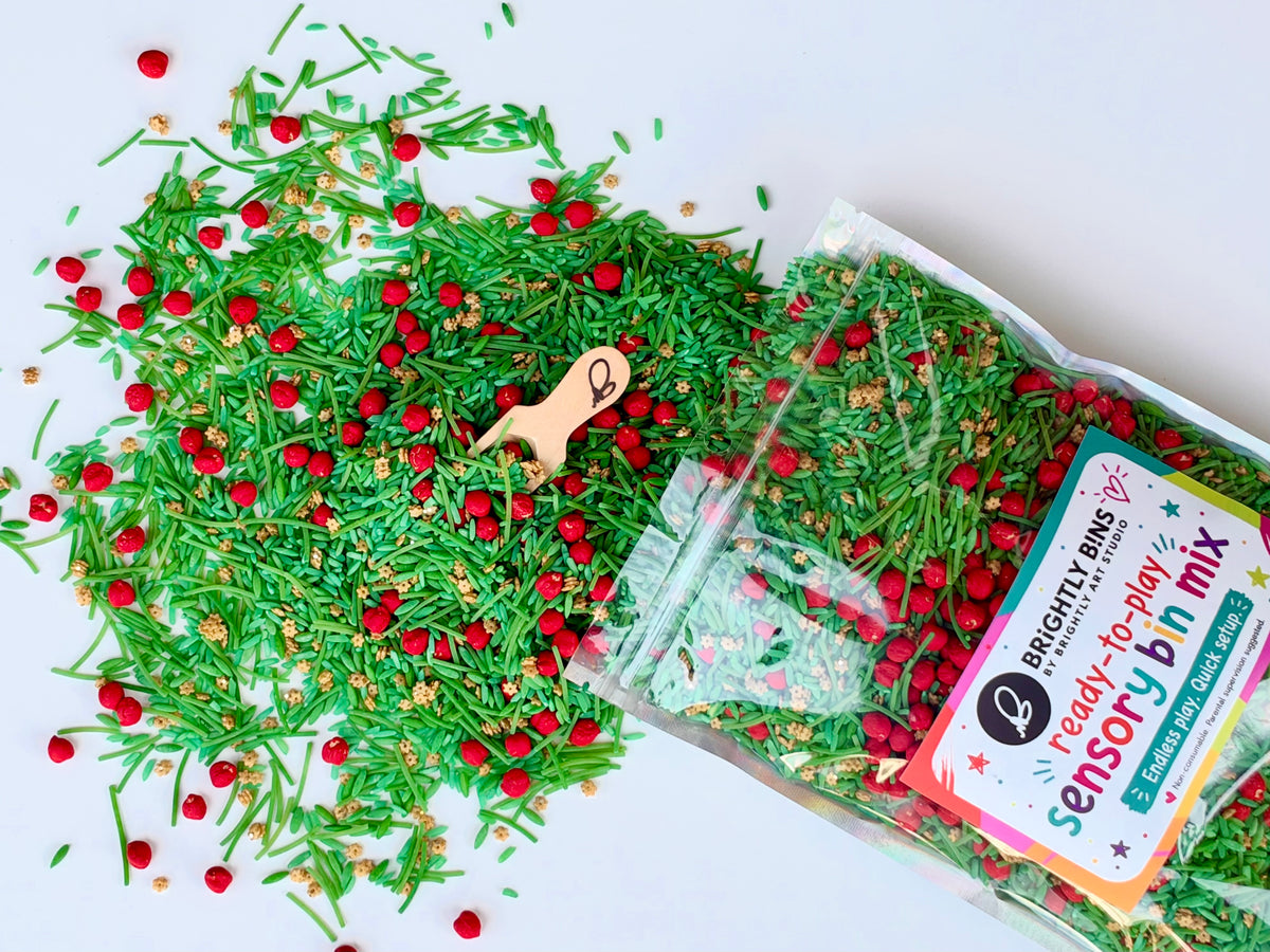 5 Cup Bag Holly + Jolly Christmas Holiday Pasta Rice Sensory Bin Filler