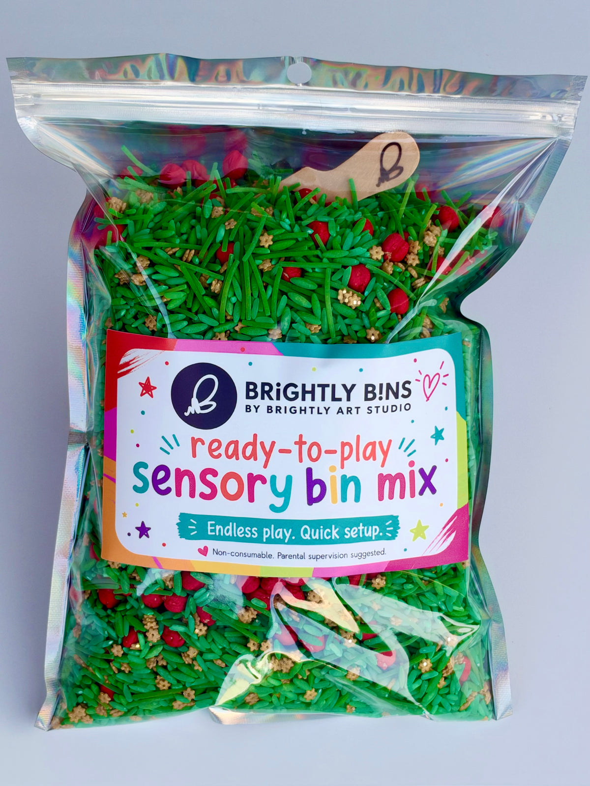 5 Cup Bag Holly + Jolly Christmas Holiday Pasta Rice Sensory Bin Filler
