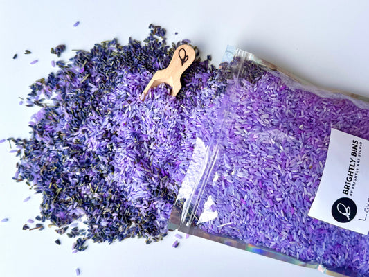 Brightly Bins "Lavender Lullaby" Rice Sensory Filler