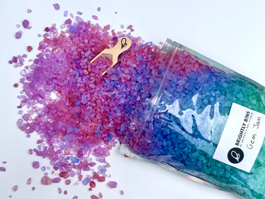 Brightly Bins "Gem Jam" Rainbow Salt Sensory Bin Filler